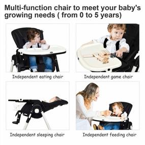 img 1 attached to Foldable High Chair For Babies & Toddlers With Adjustable Backrest, Footrest, Seat Height, Removable Tray And PU Leather Cushion - INFANS (Black)