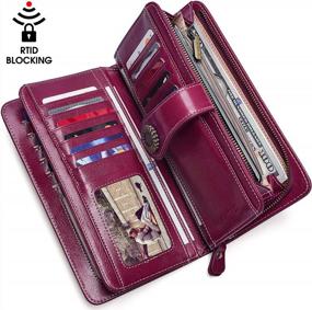 img 2 attached to RFID Blocking Leather Clutch Charmore Womens Wallet Multi Card Case Ladies Purse Wristlets