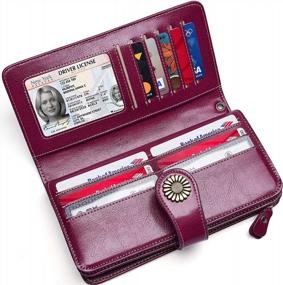 img 1 attached to RFID Blocking Leather Clutch Charmore Womens Wallet Multi Card Case Ladies Purse Wristlets