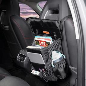 img 2 attached to Black Car Seat Organizer With Laptop Storage And Shoulder Strap - Upgraded Soft Front Seat File Organizer With Cover, Side Straps, And Office Bag For Passenger Seat By SURDOCA