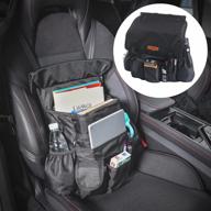 черный органайзер для автомобильного сиденья с отделением для ноутбука и плечевым ремнем - обновленный мягкий органайзер для файлов на переднем сиденье с крышкой, боковыми ремнями и офисной сумкой для пассажирского сиденья от surdoca логотип