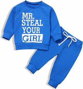 img 4 attached to Adorable Infant Boy Outfit Set With Trendy Mr. Steal Your Girl Vest And Soild Color Pants