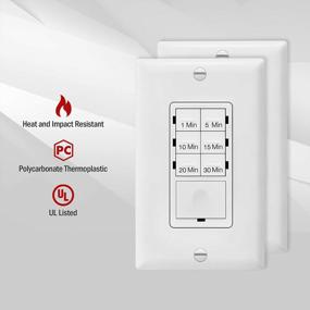 img 3 attached to ENERLITES Countdown Timer Switch For Bathroom Fans And Household Lights, 1-5-10-15-20-30 Min Settings With Manual Override, Always On Blue LED, Neutral Wire Required, UL Listed, HET06A, White, 2 Pack