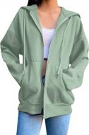 women's casual zip up hoodie: yming solid color drawstring jacket with pockets logo