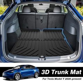 img 3 attached to 🚗 Custom Fit Car Cargo Mat for 2021 Tesla Model Y 2022 2020 Accessories (Excluding Model Y 7 Seaters) - All Weather Cargo Liner Rear Trunk Liner Non-Slip TPO Odourless by TGBROS