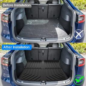 img 2 attached to 🚗 Custom Fit Car Cargo Mat for 2021 Tesla Model Y 2022 2020 Accessories (Excluding Model Y 7 Seaters) - All Weather Cargo Liner Rear Trunk Liner Non-Slip TPO Odourless by TGBROS