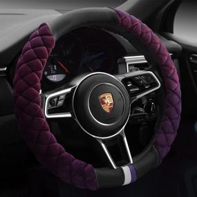 img 3 attached to Cxtiy Universal Car Steering Wheel Cover Fluffy Winter Plush Steering Wheel Cover (A-Purple)