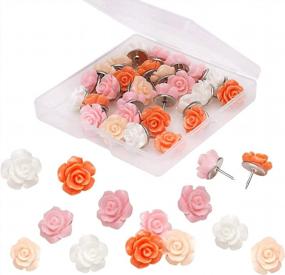 img 4 attached to Colorful Floret Push Pins - Set Of 30 Rose Flower Thumb Tacks For Wall Decor And Organization Of Photo, Feature, White, Cork, Bulletin, And Map Boards In Home Or Office