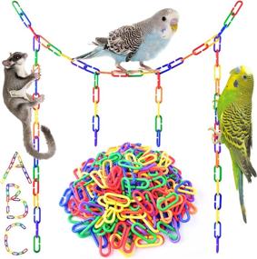 img 4 attached to 🌈 Bissap Plastic Chain Links Birds 250pcs: Rainbow DIY C-Clips for Swing, Climbing, and Learning, Ideal Sugar Glider Rat Parrot Bird, Children's Toy