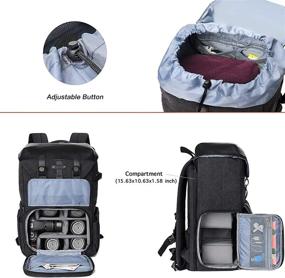img 2 attached to Стильный и практичный рюкзак для камеры MOSISO с держателем для штатива и дождевиком для DSLR / SLR / беззеркальной фотографии, совместимый с дроном Canon / Nikon / Sony / DJI Mavic и ноутбуком 15-16 дюймов, черный