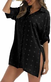 img 2 attached to Women'S Beach Cover Up: LYHNMW Roll-Up Sleeve Button Down Shirts For Bathing Suit & Swimsuit Covers