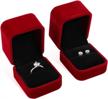 isuperb set of 2 wine red velvet couple ring box earring jewelry case gift boxes 2.2x1.9x1.6inch logo