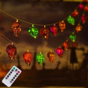 img 4 attached to Halloween Skull String Lights: 30 LED Illumination With 8 Modes And Remote - Perfect For Indoor And Outdoor Decorations!