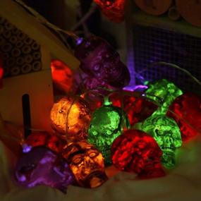 img 3 attached to Halloween Skull String Lights: 30 LED Illumination With 8 Modes And Remote - Perfect For Indoor And Outdoor Decorations!