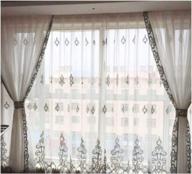 luxury european embroidered blue sheer curtains for living room & bedroom - 52 x 84 inch voile sheer drapes logo
