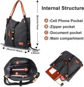 img 2 attached to Сумка-тоут для женщин, холщовая сумка через плечо JOSEKO, повседневная школьная сумка-бродяга, трансформируемый рюкзак для работы, путешествий