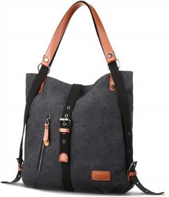 img 4 attached to Сумка-тоут для женщин, холщовая сумка через плечо JOSEKO, повседневная школьная сумка-бродяга, трансформируемый рюкзак для работы, путешествий