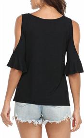 img 3 attached to Women'S Summer Cold Shoulder 3/4 Sleeve T-Shirt Pullover Blouse Top