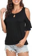 women's summer cold shoulder 3/4 sleeve t-shirt pullover blouse top logo