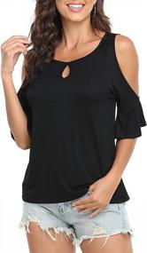 img 4 attached to Women'S Summer Cold Shoulder 3/4 Sleeve T-Shirt Pullover Blouse Top