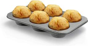 img 1 attached to MONFISH 6-Cup Jumbo Carbon Steel Nonstick Muffin Pan With Black Stone Coating - 3.5 Inch Cupcake Tin