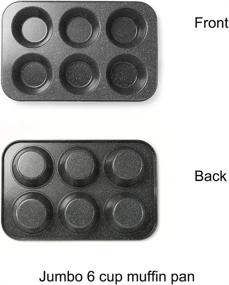 img 3 attached to MONFISH 6-Cup Jumbo Carbon Steel Nonstick Muffin Pan With Black Stone Coating - 3.5 Inch Cupcake Tin