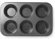 monfish 6-cup jumbo carbon steel nonstick muffin pan with black stone coating - 3.5 inch cupcake tin логотип