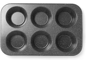 img 4 attached to MONFISH 6-Cup Jumbo Carbon Steel Nonstick Muffin Pan With Black Stone Coating - 3.5 Inch Cupcake Tin