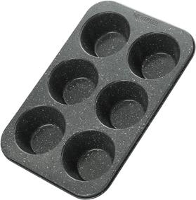 img 2 attached to MONFISH 6-Cup Jumbo Carbon Steel Nonstick Muffin Pan With Black Stone Coating - 3.5 Inch Cupcake Tin