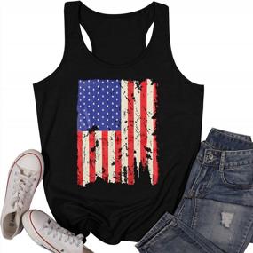 img 3 attached to USA Flag Tank Women 4Th Of July USA Sleeveless Shirt Vintage Graphic Patriotic Shirt Vest Summer Casual Racerback Top