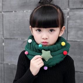 img 1 attached to Теплый вязаный круглый шарф для детей, зимний платок на шею от FTSUCQ
