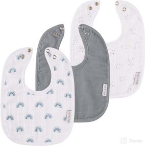 img 4 attached to Ely's & Co. 100% Cotton Muslin Bib with Terry Lining: Soft, Absorbent, and Adjustable Snaps - 3 Pack for Infants (0-6 Months)
