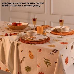 img 1 attached to Folkulture 100% Cotton Fall Table Cloth Square 60X60 Farmhouse Boho Floral Dining Cover - Leaves Design For Fall Decorations