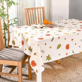 img 4 attached to Folkulture 100% Cotton Fall Table Cloth Square 60X60 Farmhouse Boho Floral Dining Cover - Leaves Design For Fall Decorations