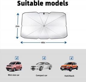 img 2 attached to Foldable Car Sun Shade For Mini-Size Compact Hatchback - CIIHON Front Windshield Parasol Effectively Blocks Hot Sun And Heat, Measures 49In X 25In (Small)
