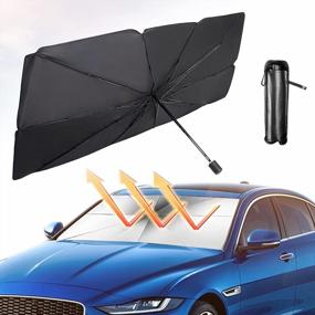 img 4 attached to Складной автомобильный солнцезащитный козырек для компактного хэтчбека Mini-Size - Зонтик на переднем лобовом стекле CIIHON эффективно блокирует жаркое солнце и жару, размеры 49 дюймов X 25 дюймов (маленький)