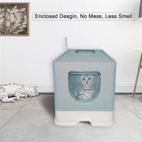 img 3 attached to 🐈 Convenient & Odor-Free: Hamiledyi Foldable & Enclosed Cat Litter Box with Lid (Blue)