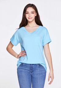 img 1 attached to Loose And Soft Summer Tee: Atika Women'S V-Neck Short Sleeve T-Shirts With Pocket - Essential Basic Casual Tops