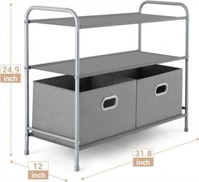 img 3 attached to MaidMAX 3 Tiers Closet Shelf Organizer With 2 Drawers For Home Storage And Organization, Dark Gray