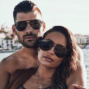 img 3 attached to Protect Your Eyes In Style: PORADAY Polarized Aviator Sunglasses For Men And Women With Metal Frame And 100% UV400 Lens Protection (58Mm)
