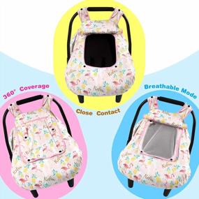 img 3 attached to Universal Baby Car Seat Canopy Cover For All Seasons - Breathable And Snug With Flamingo Design, Suitable For Boys And Girls - SMTTW Infant Car Canopy