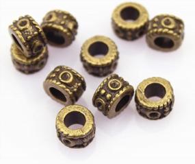 img 1 attached to LolliBeads (TM) DIY Jewelry Making Antique Brass Bronze Vintage Style Round Bead Spacer With Large Hole (30 Pcs)