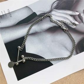 img 2 attached to Stylish And Elegant Padlock Charms Necklace For Women And Men - YERTTER Dainty Steel Silver Bar Coin Pendant Tube Charm Statement Chain