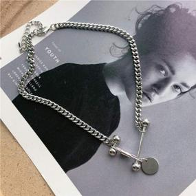 img 1 attached to Stylish And Elegant Padlock Charms Necklace For Women And Men - YERTTER Dainty Steel Silver Bar Coin Pendant Tube Charm Statement Chain