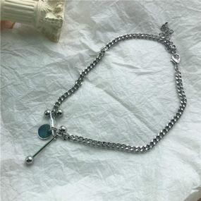 img 3 attached to Стильное и элегантное ожерелье с подвесками в виде замка для женщин и мужчин - YERTTER Dainty Steel Silver Bar Coin Pendant Tube Charm State Chain