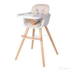 img 4 attached to 🪑 Foho Baby High Chair: 3-in-1 Convertible Wooden High Chair with Cushion, Removable Tray, and Adjustable Legs for Baby & Toddler (Beige)