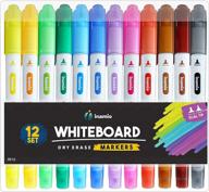 12-set dry erase markers for whiteboard - dual tip & ultra fine point, erasable markers for kids логотип