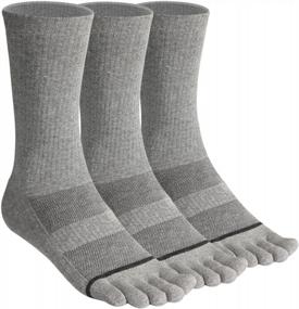 img 4 attached to 3 Pairs Men'S Toe Socks Cotton Crew Hiking & Running Five Finger Socks