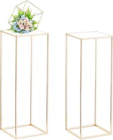 img 4 attached to Golden Elegance: Nuptio Tall Metal Flower Vases With Acrylic Panel - Perfect For Weddings And Parties