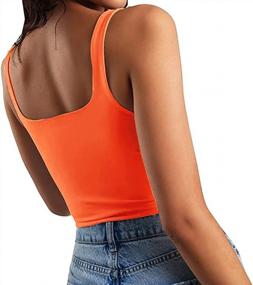 img 3 attached to Sleek And Sexy: GEMBERA Women'S Strappy Square Neck Crop Tank Top For Workout And Beyond